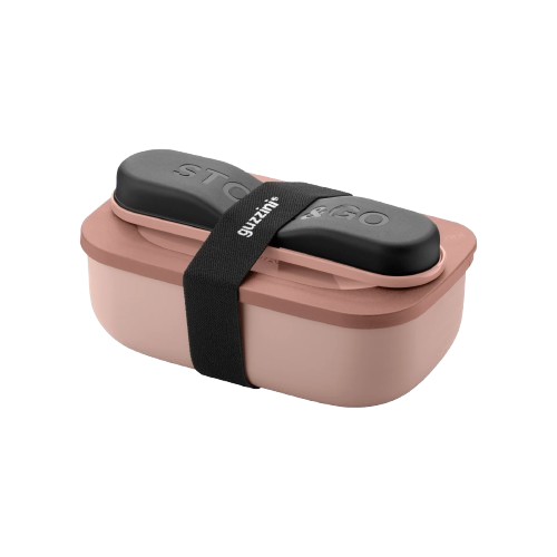 Guzzini - Store&Go, Coffret Lunch Box avec Couverts de voyage - Saumon