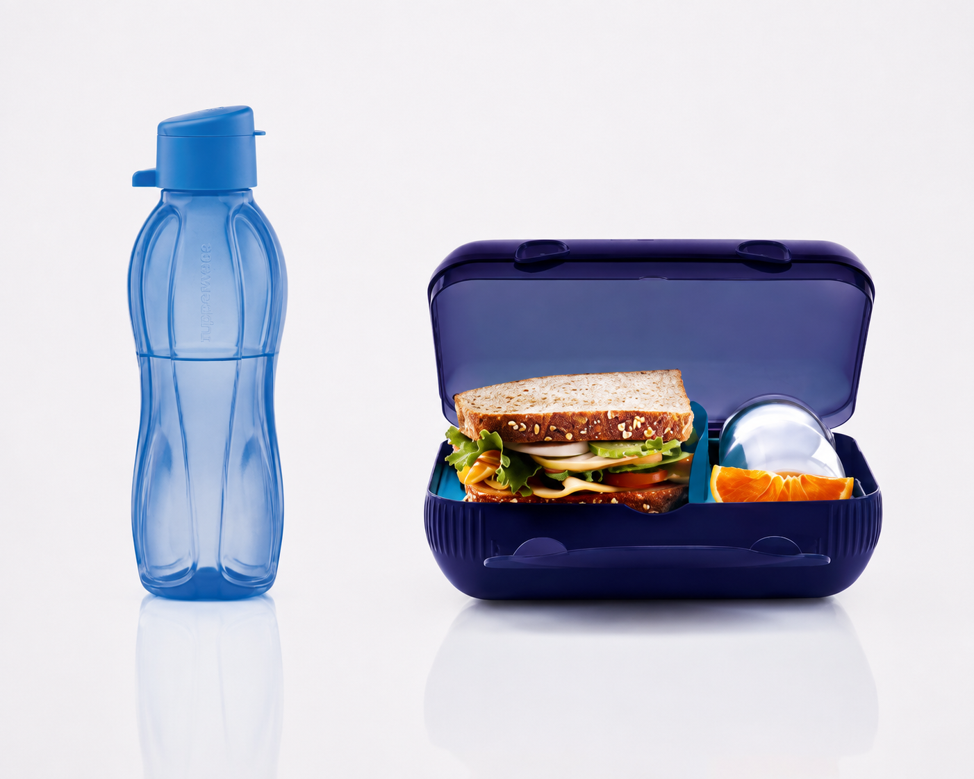 Set Eco Bouteille Click 500 ml Bleu + Boite Lunch Eco+ Bleu Nuit